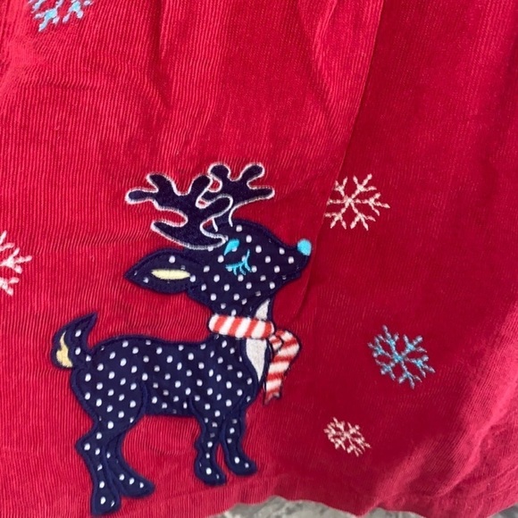 Beebay Maroon Reindeer Corduroy A-Line Christmas Dress size 7 - Picture 5 of 9